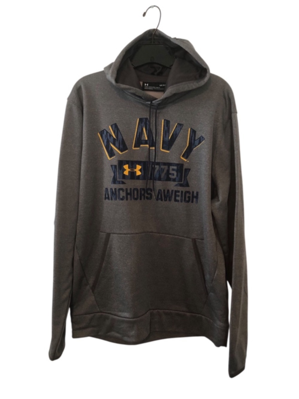 Navy Anchors Aweigh Graphic Hoodie Under Armour NWT Downpour Gray USNA Size Lg